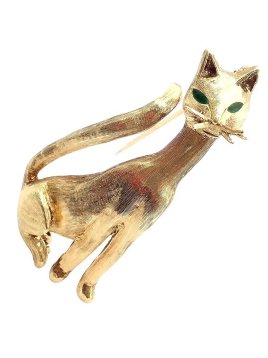 Tiffany & Co. Jewelry - Authentic! Tiffany & Co 18k Yellow Gold Emerald Cat Pin Brooch